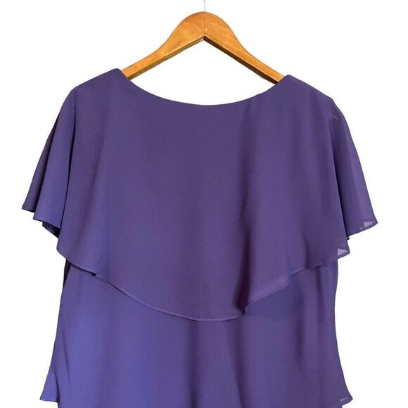 Patra vintage purple ruffle v neck dress - Picture 7 of 9